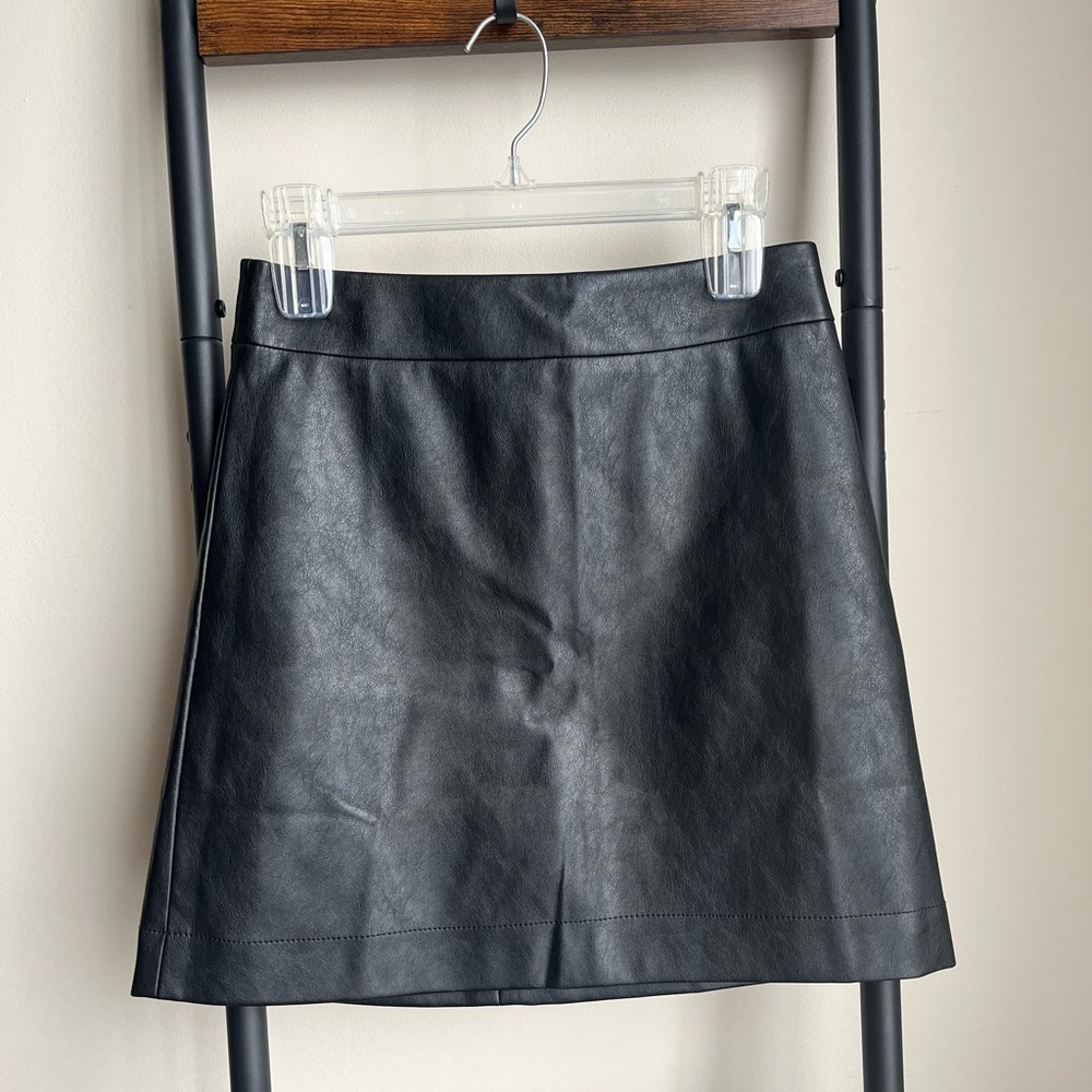 J.Crew Factory faux-leather A-line mini skirt black size 2